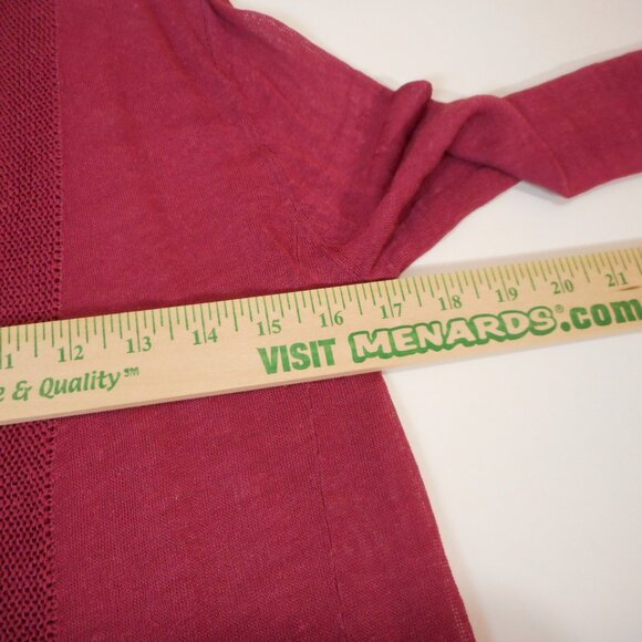 Eileen Fisher Women's size M Linen Blend Sheer Cardigan Raspberry Red - Picture 6 of 12